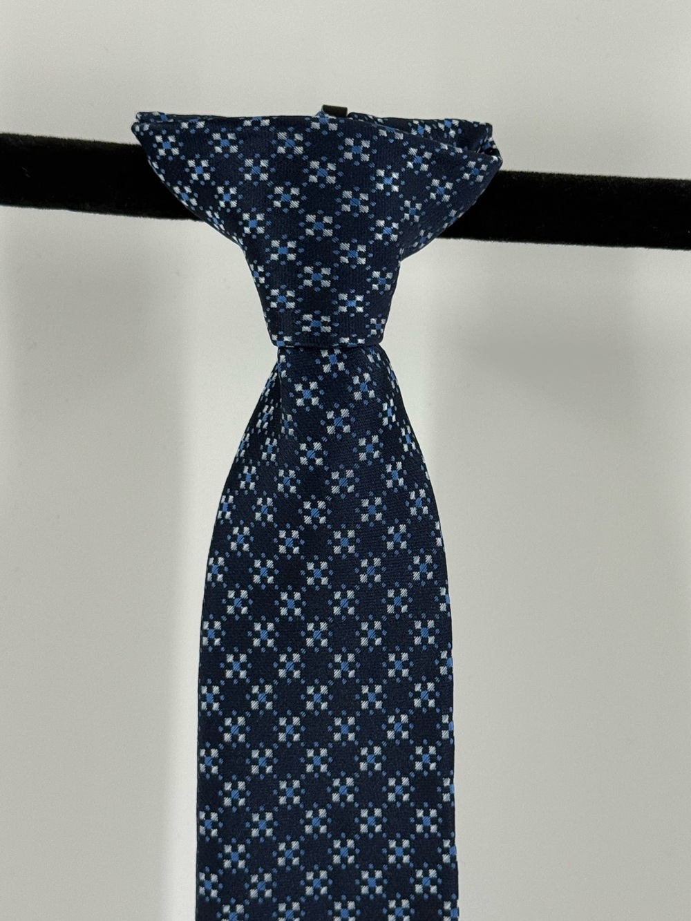 Boys Navy Patterned clip on tie
